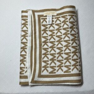 Michael Kors Brown and White Geometric Scarf. 64”.
